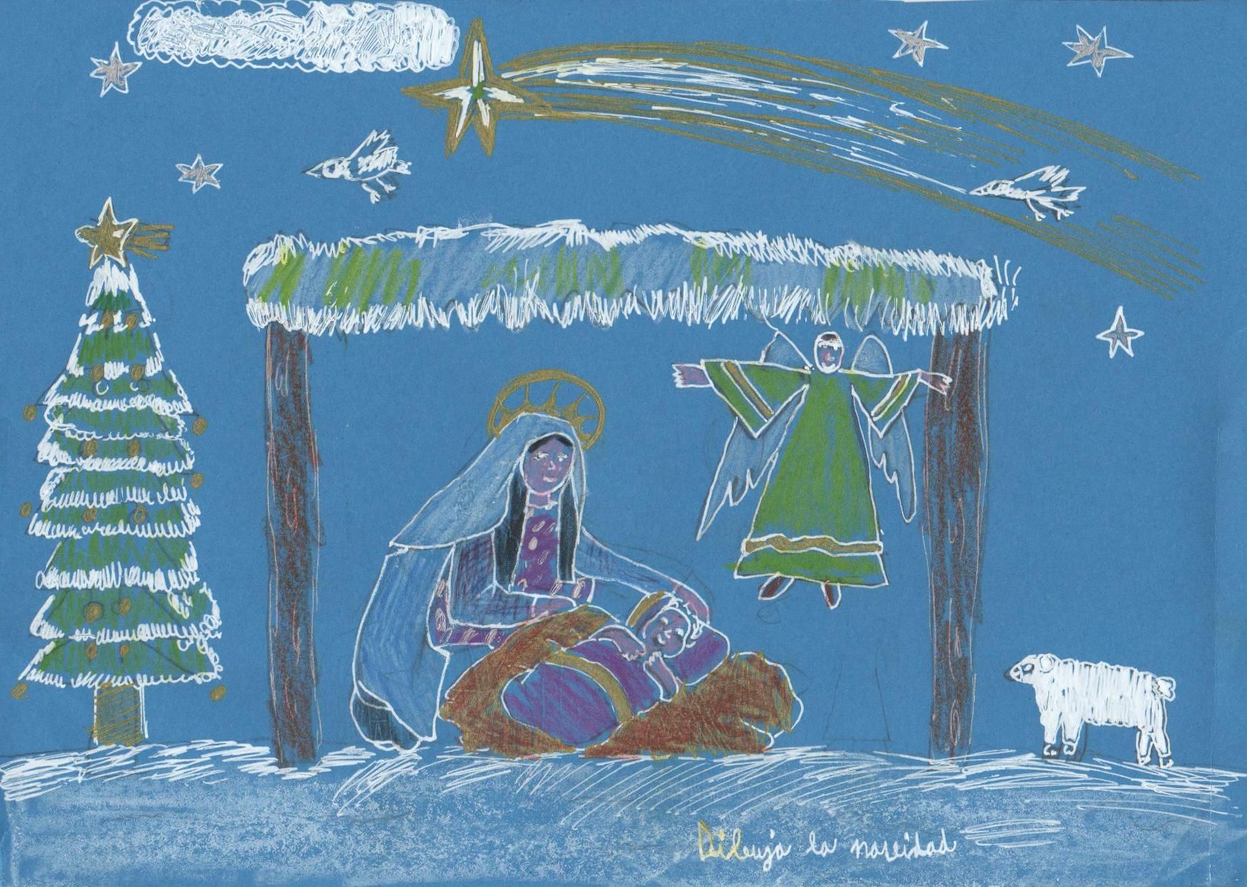 Dibujo sobre la Navidad realizado por Juan Luis en su Colegio Religiosas Escolapias y seleccionado por EL CORTE INGLS para la 8 edicin (2007-2008) del Concurso "Dibuja la Navidad". Pincha para ver el dibujo en tamao grande